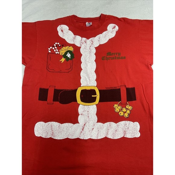 Vintage 80s Santa Suit Single Stitch T-Shirt Christmas Mens Size XL Made In USA - Picture 2 of 11